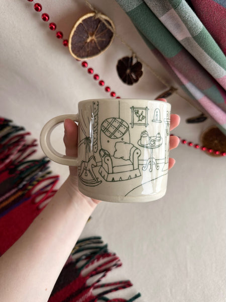 Tasse "Un feu, un livre et une vue sur la tempête"