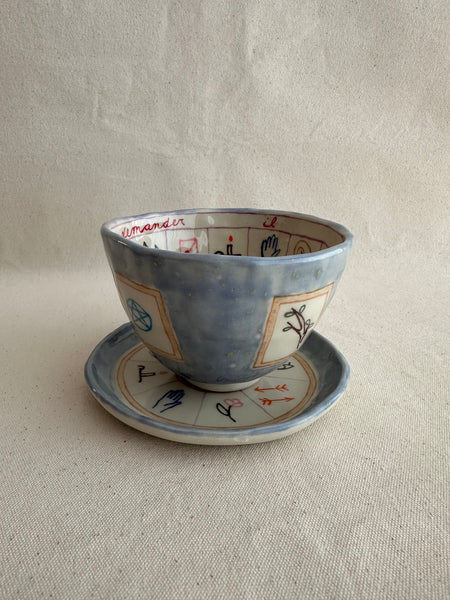 Tasse à thé de divination "Il suffit de demander" mauve