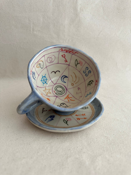 Tasse à thé de divination "Il suffit de demander" mauve