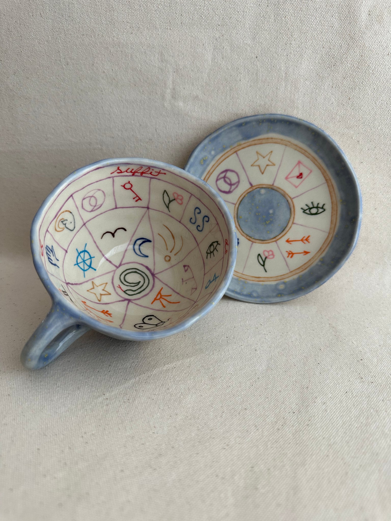 Tasse à thé de divination "Il suffit de demander" mauve