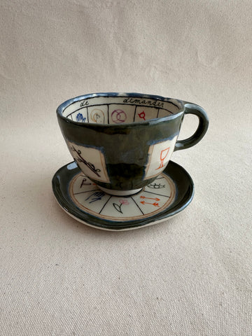 **Imparfaite** Tasse à thé de divination "Il suffit de demander" verte