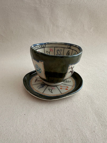 **Imparfaite** Tasse à thé de divination "Il suffit de demander" verte