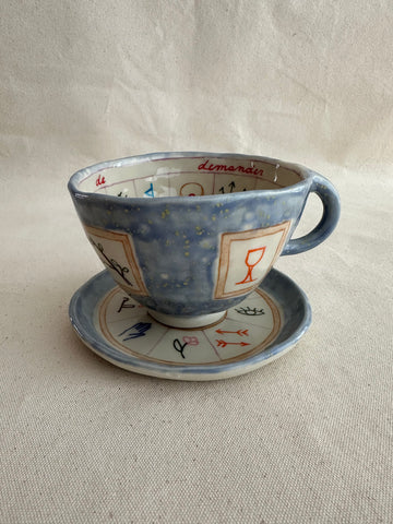 **Imparfaite** Tasse à thé de divination "Il suffit de demander" mauve