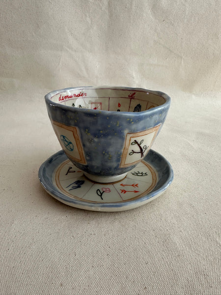**Imparfaite** Tasse à thé de divination "Il suffit de demander" mauve
