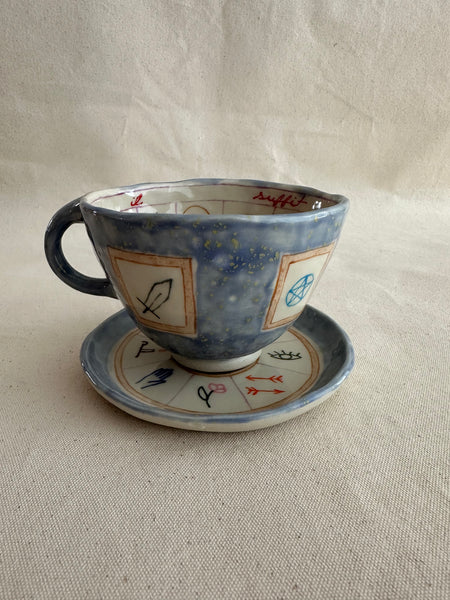 **Imparfaite** Tasse à thé de divination "Il suffit de demander" mauve