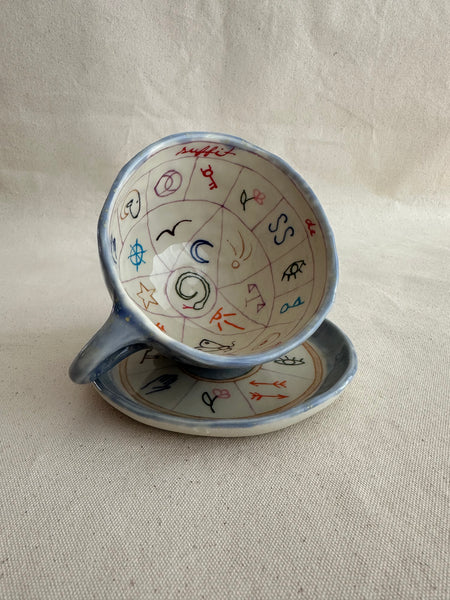 **Imparfaite** Tasse à thé de divination "Il suffit de demander" mauve