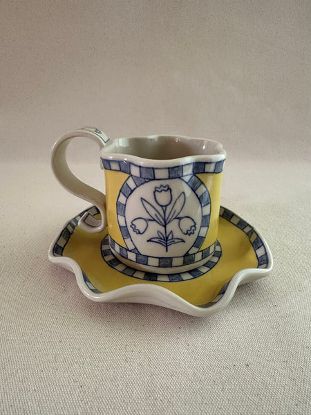 Tasse à thé "Jonquille" jaune jonquille