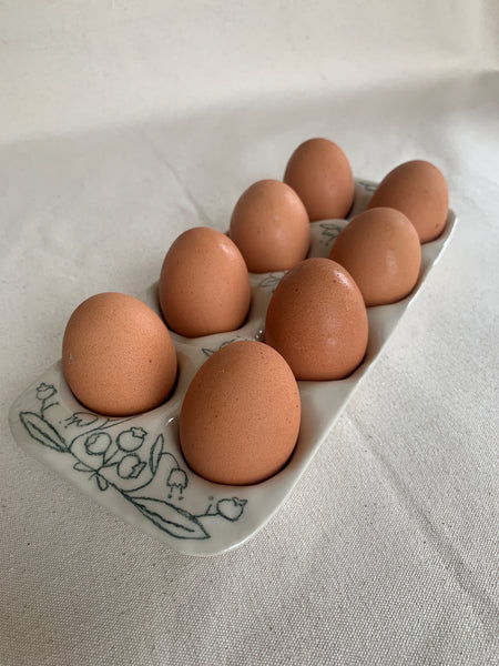 Plateau à œufs petits bleuets