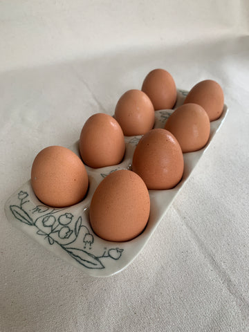 Plateau à œufs petits bleuets